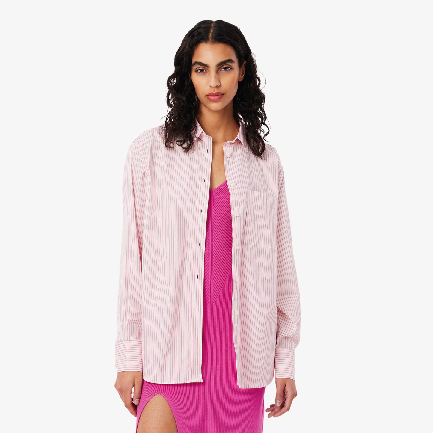 Camisa Manga Larga para Mujer color Rosado, Blanco Y Fusia