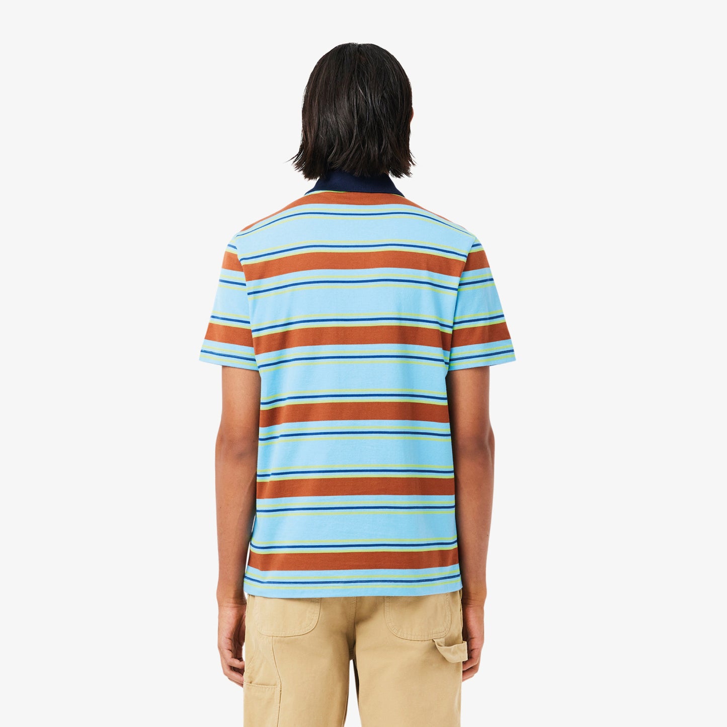 Polo Diseño para Hombre color Celeste Lineas Azules Y Cafes