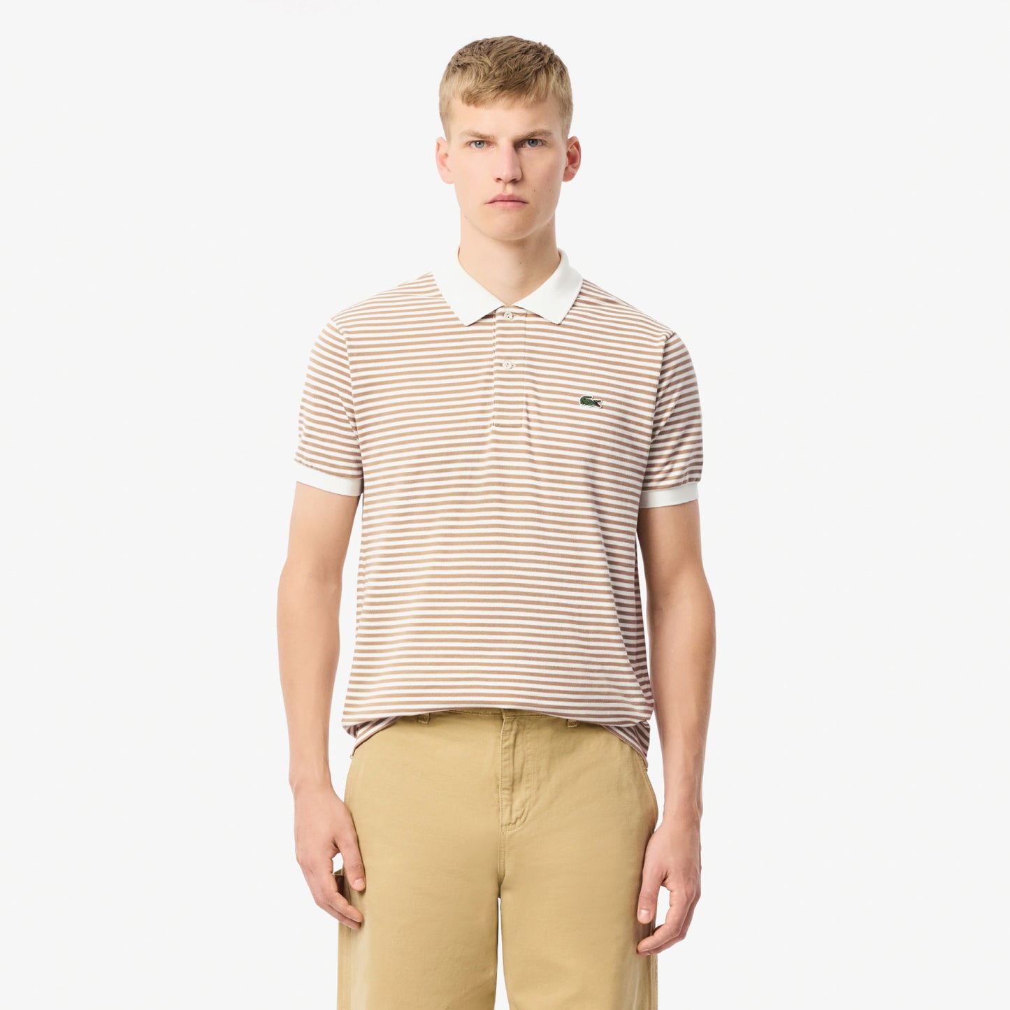 Polo para Hombre color Lineas Blancas Y Beige