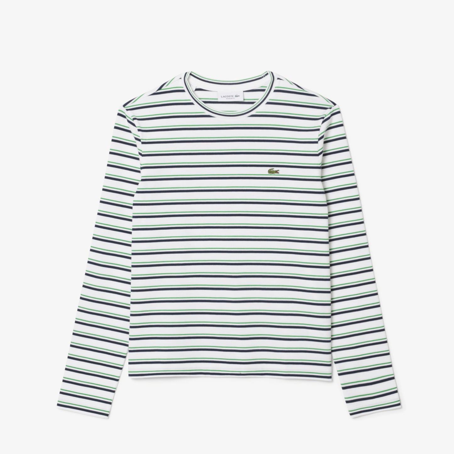 T-Shirt cuello redondo para Mujer color Blanca De Rayas Verdes Y Azules