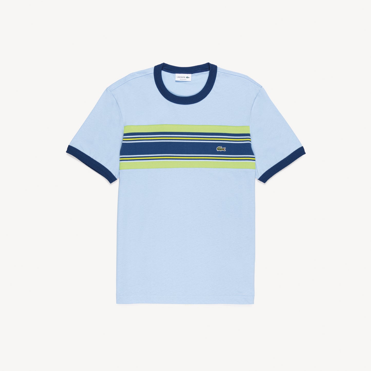 T-Shirt cuello redondo para Hombre color Celeste Lineas Verdes Y Azul