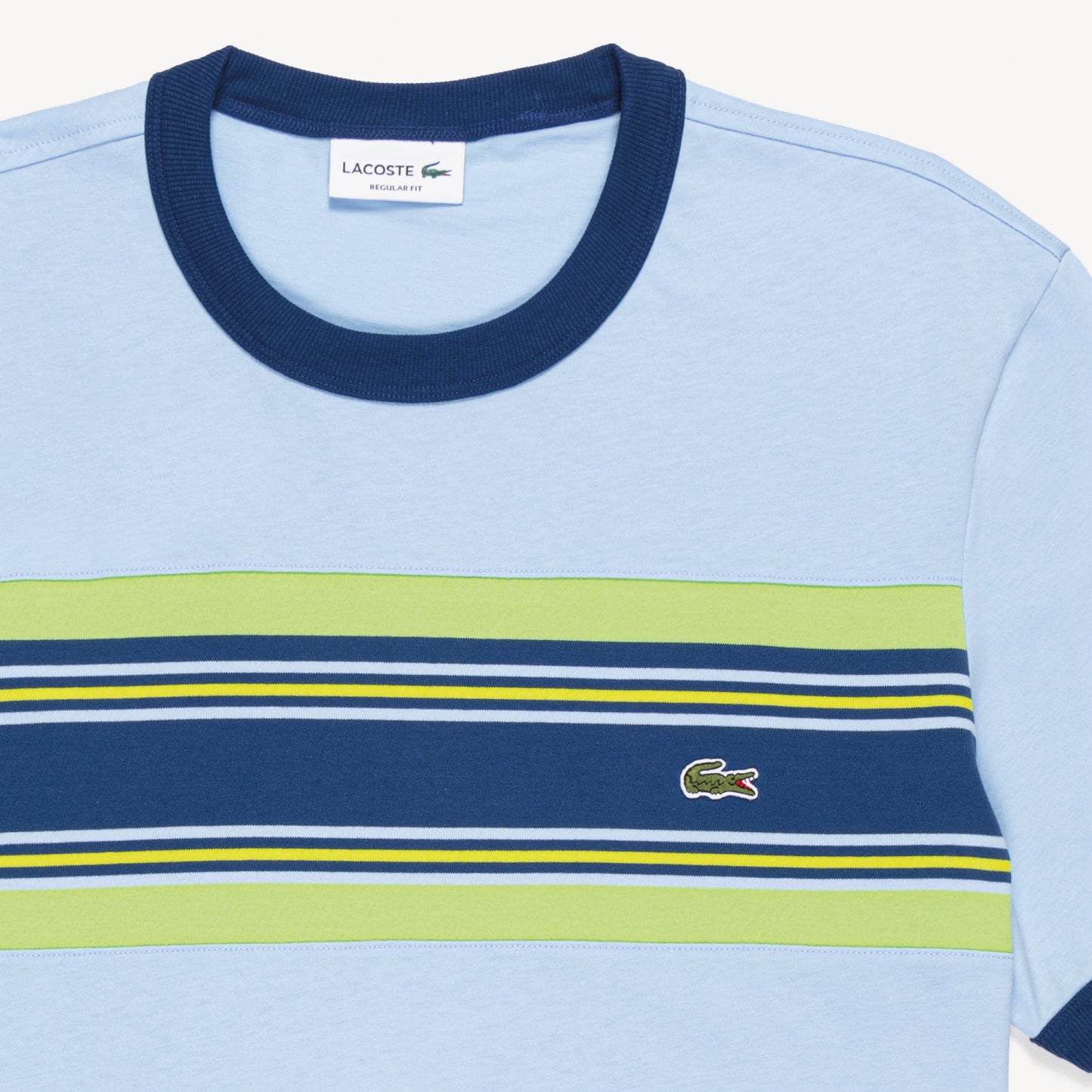 T-Shirt cuello redondo para Hombre color Celeste Lineas Verdes Y Azul
