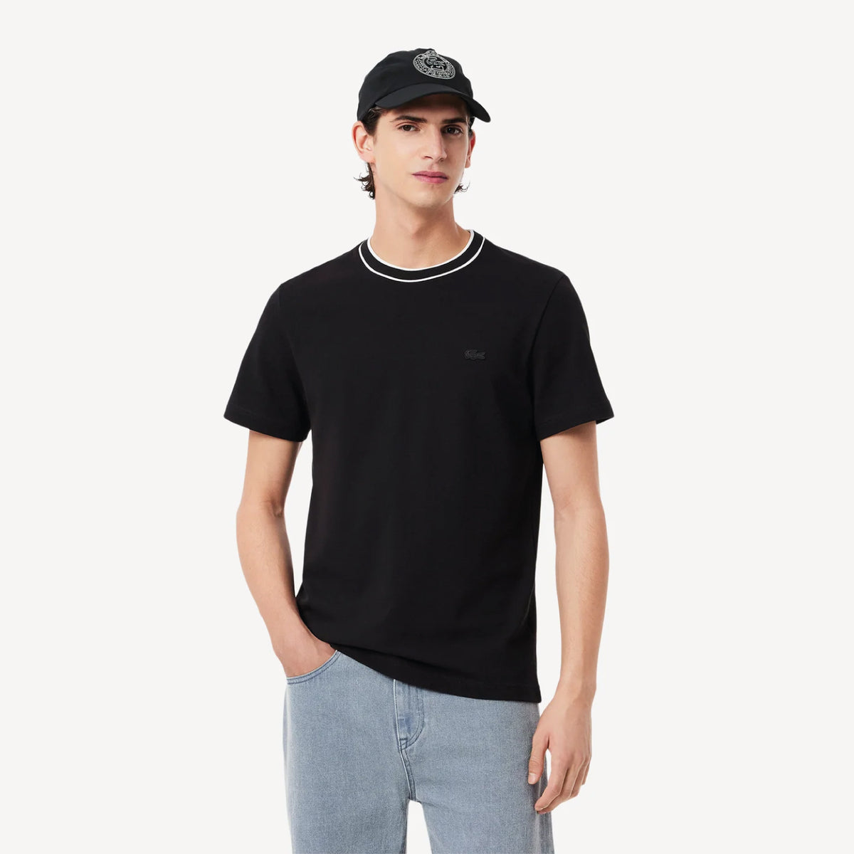 T-Shirt para Hombre Remera Elastizado Lisa Cuello Redondo Mc