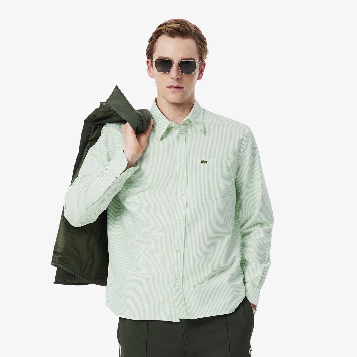 Manga Larga  para Hombre color Verde Musgo Y Blanco