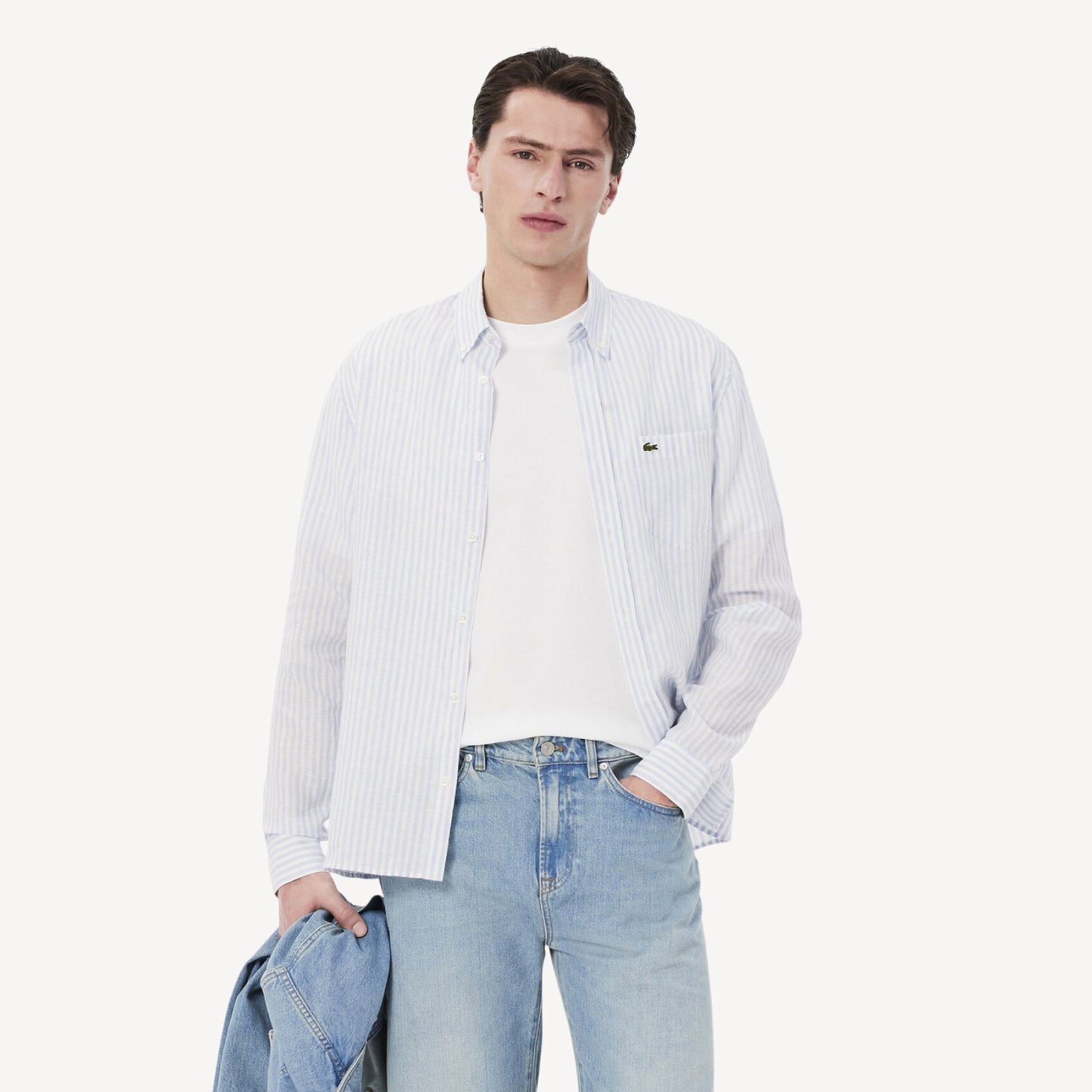 Camisa Formal para Hombre Rayada Lino Regular Fit