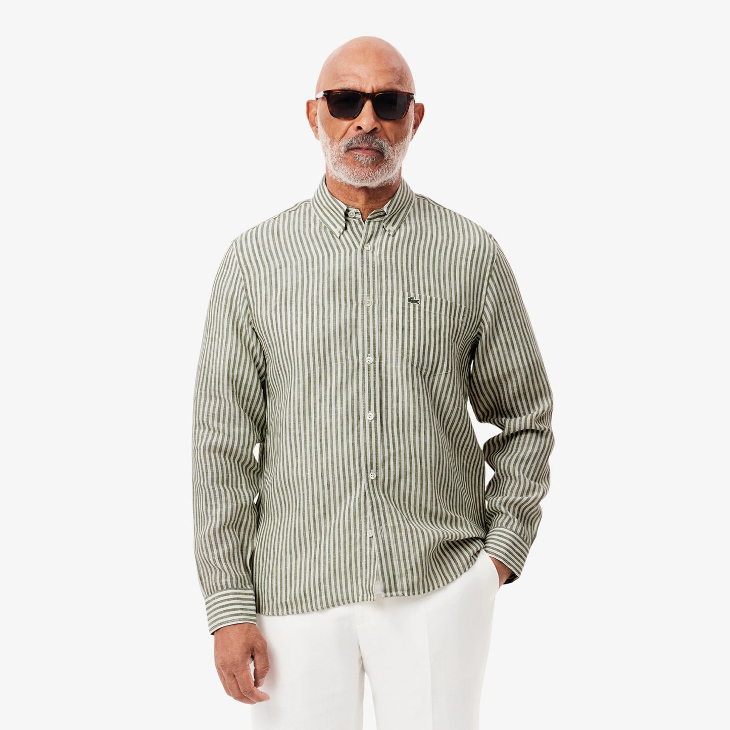 Manga Larga  para Hombre color Verde Musgo Y Blanco
